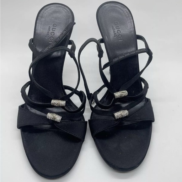 Authentic GUCCI Black leather Swarowski Embellished Heels - Picture 2 of 5